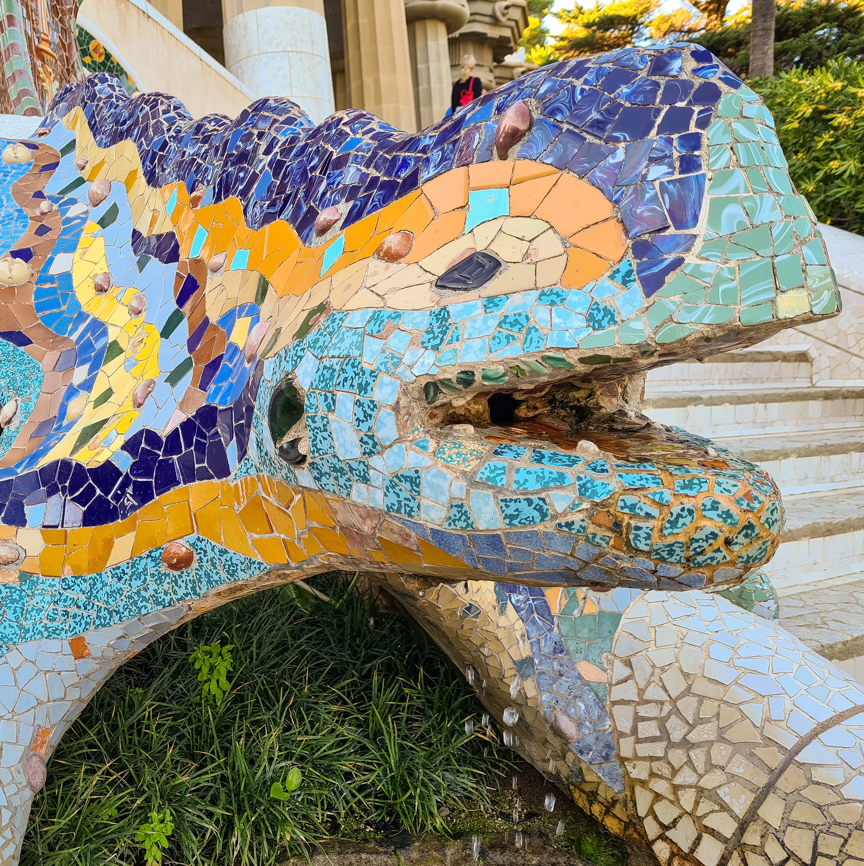 Dragon sculpture by Gaudi in Park Guell in Barcelona